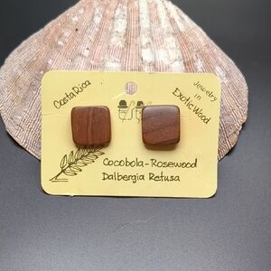 Cocobolo Rosewood Square Earrings